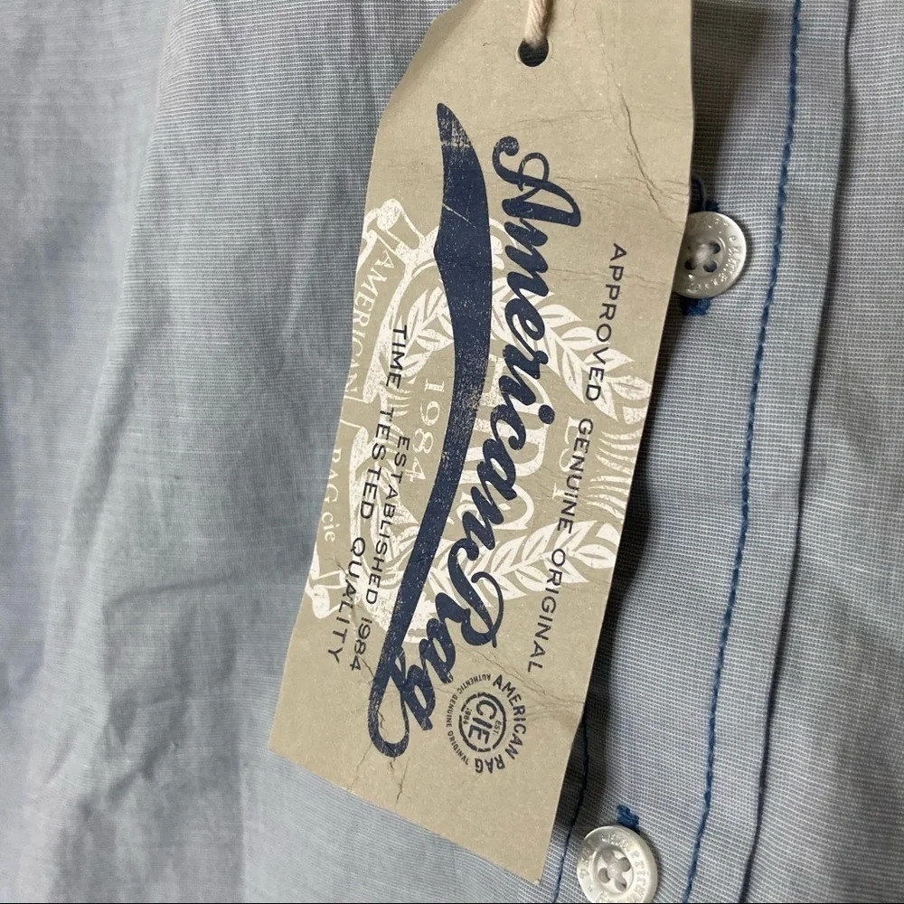 Button Down Shirt Small Blue Aire Casual Long Sleeve 100% Cotton American Rag - Picture 6 of 10